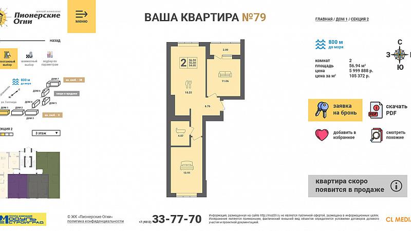 ЖК Пионерские Огни Карточка квартиры